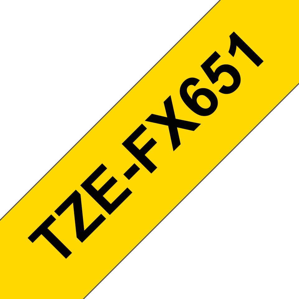Genuine Brother TZe-FX651 Flexible ID Tape – Black on Yellow, 24mm wide